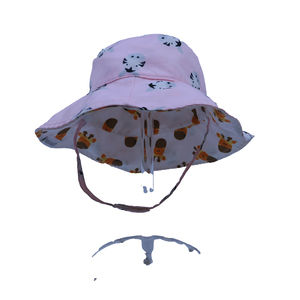Flapjackkids Girls Pink | Grey Sun Hat size: 6-12 Months